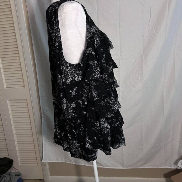 Apt 9 Sleeveless Ruffled Blouse Black and Gray 1X - Picture 4 of 6